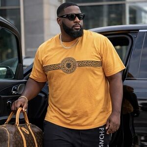 CASA MODA COUTURE T-Shirt Men's SIZE 3XL Or Pur Gold Medusa Logo Shirt Tee NWT